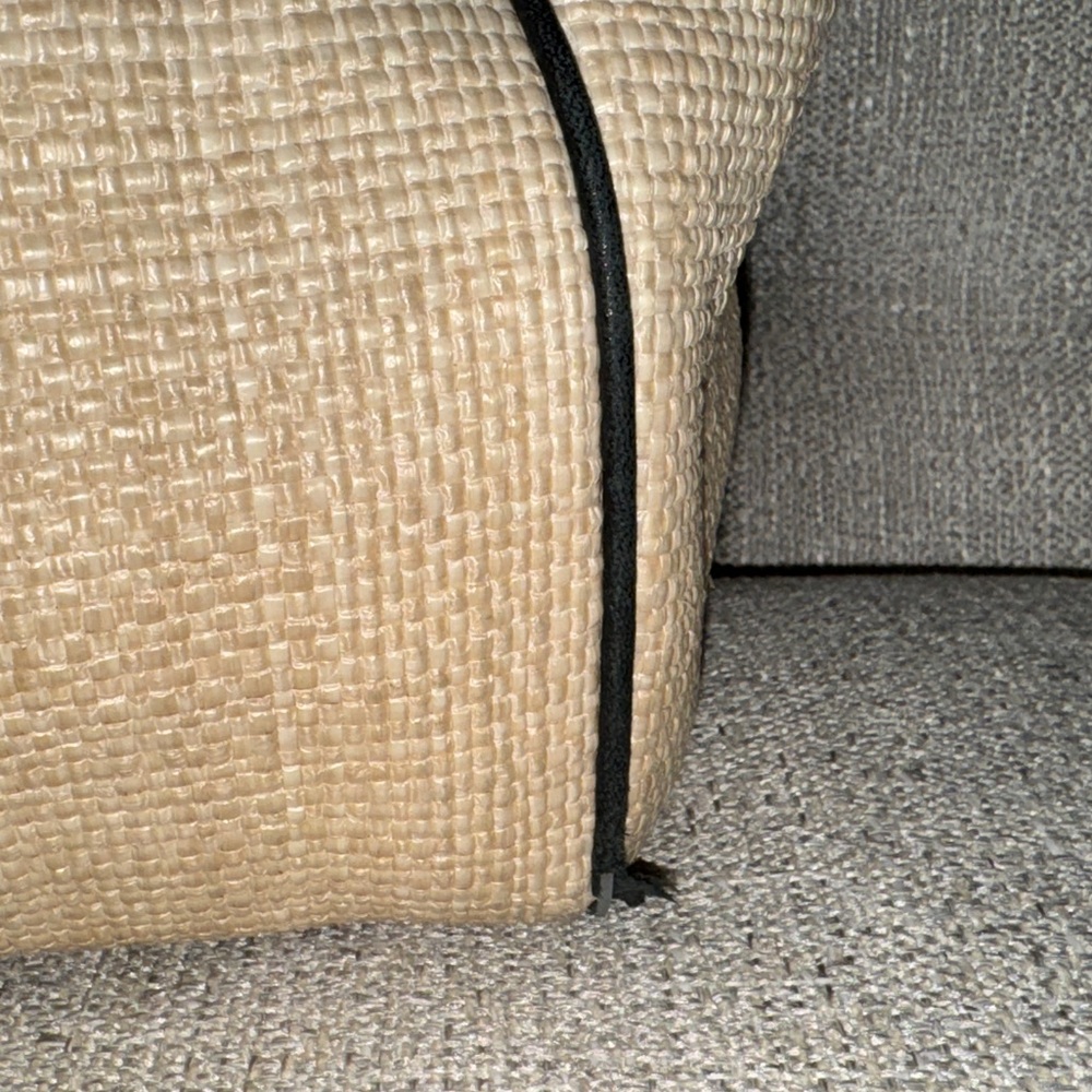 Tory Burch Fleming Raffia Black & Beige Tote - Picture 9 of 12